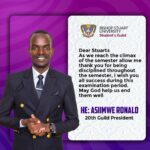 H.E Asiimwe Ronald Guild president’s message to all Students
