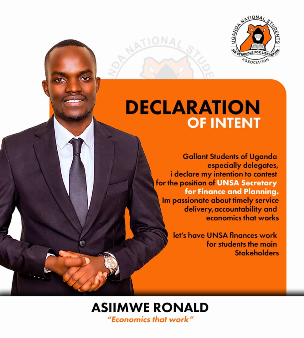 H.E Guild President Asiimwe Ronald, aspiring for UNSA Secretary for Finance and Planning 2024/25: