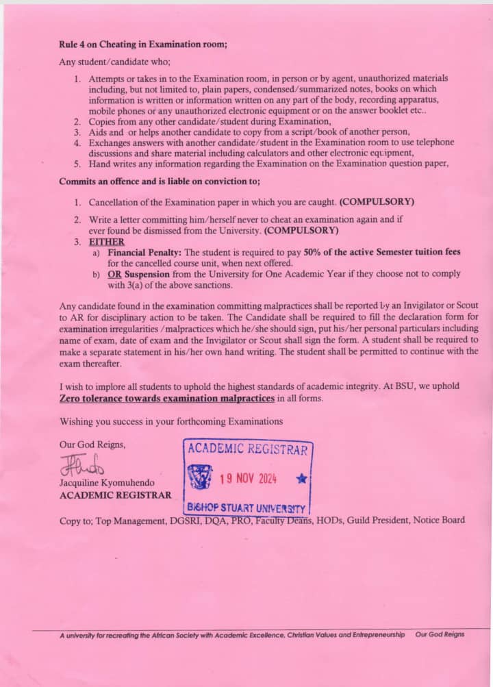 RULES ABOUT EXAMINATIONS IN CURRENT EXAMINATIONS PERIOD